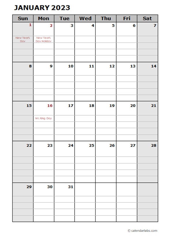 Free Printable Calendar With Lines 2023