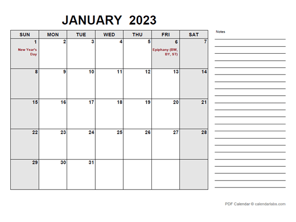 2023 Calendar with Germany Holidays PDF