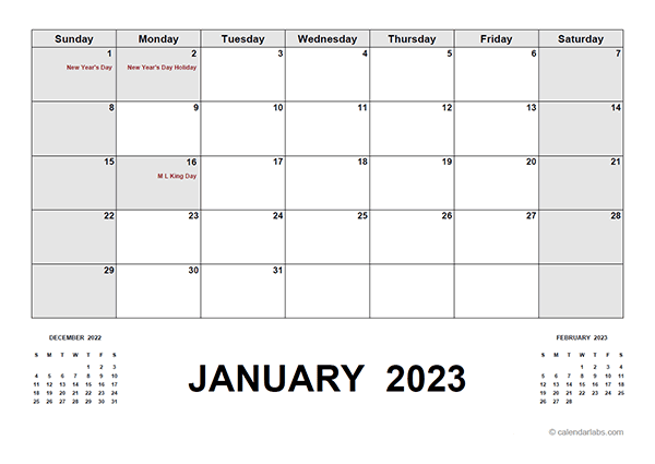 2023 Calendar With Holidays PDF