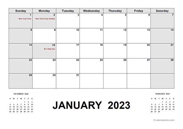 free downloadable calendar 2023 calendar 2023 with federal holidays