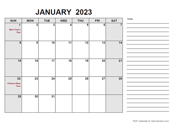2023 Calendar with Indonesia Holidays PDF