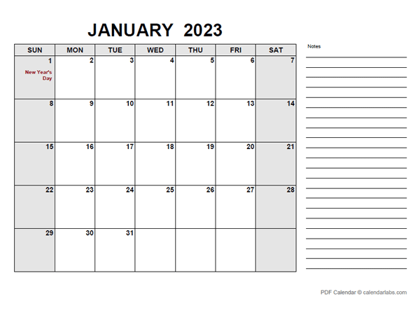 2023 Calendar with Ireland Holidays PDF