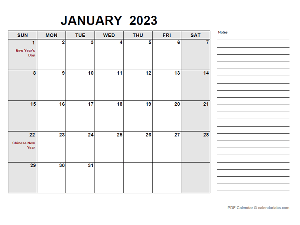 2023 Calendar with Philippines Holidays PDF