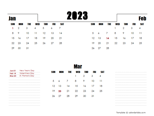 2023 Canada Quarterly Planner Template