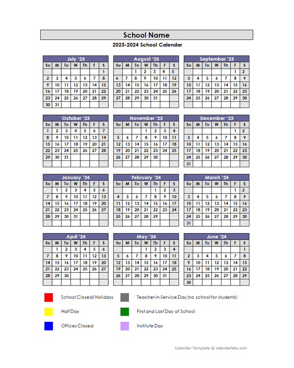 2023 Customizable Yearly Jul-Jun Calendar