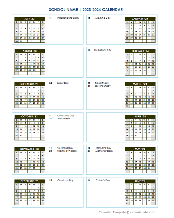2023 Editable Yearly Calendar Jul-Jun