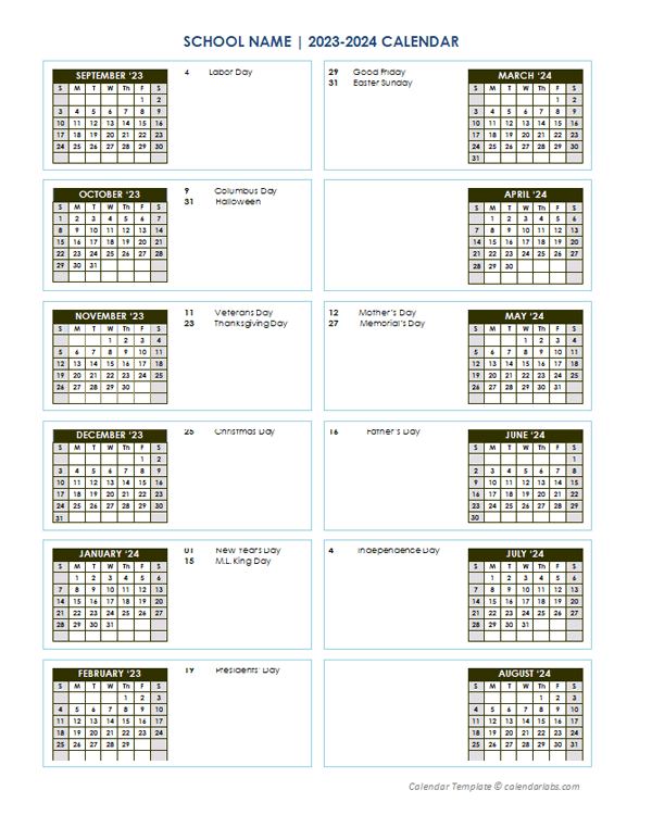 2023 Editable Yearly Calendar Sep-Aug