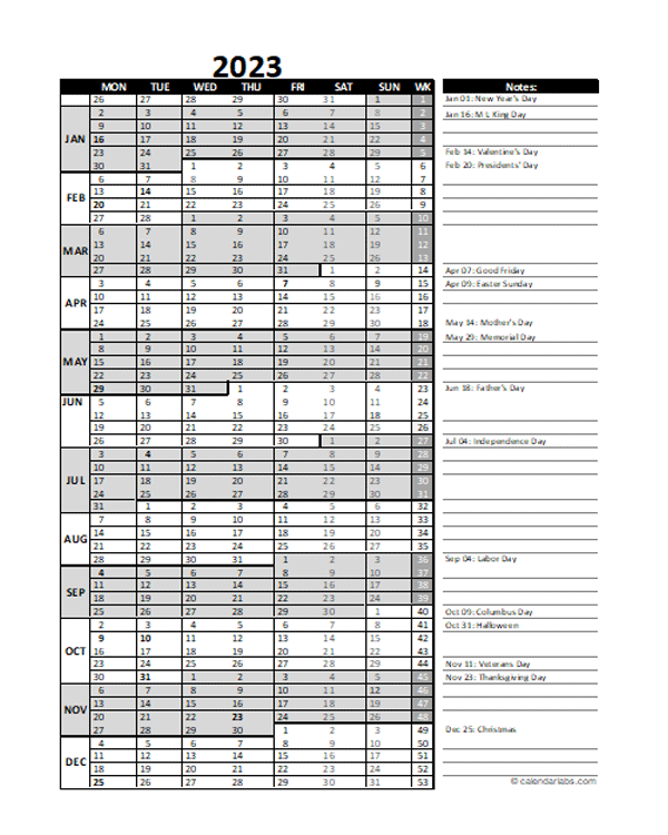 Free 2023 Excel Calendar For Project Management