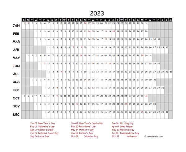 2023 Excel Calendar Project Timeline