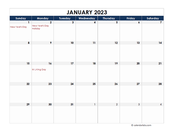 2023 Excel Calendar Spreadsheet Template