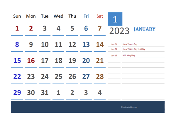 2023 Excel Calendar For Vacation Tracking