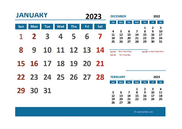 2023 Excel Calendar With Holidays