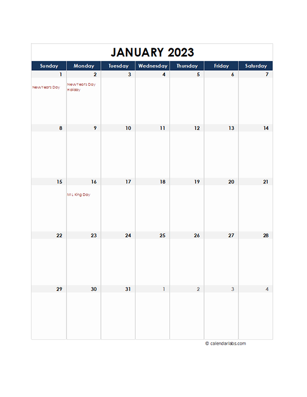 Free Monthly Calendar Template 2023 Printable Templates Printable 