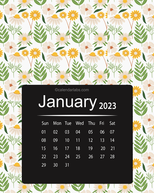 2023 Floral Printable Pattern Calendar