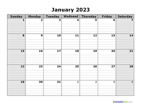 2023 Calendar Printable Free Calendar Labs Get Calendar 2023 Update