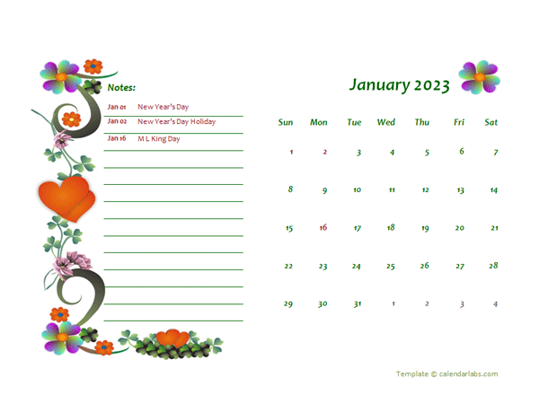 2023 Free Monthly Printable Calendar