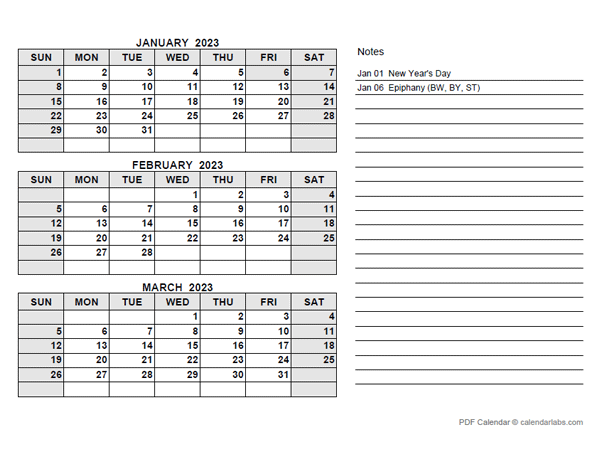 2023 Germany Quarterly Calendar with Holidays