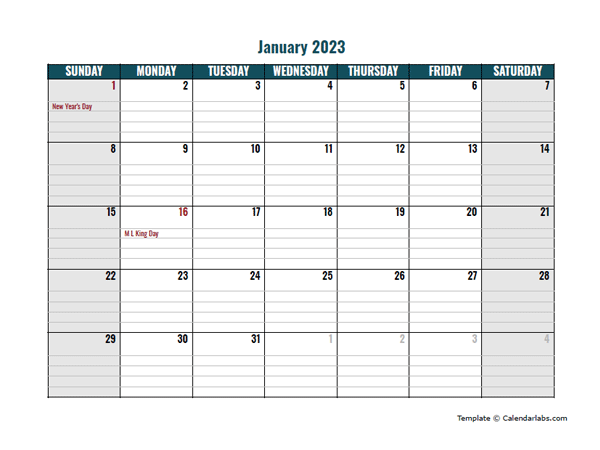 Calendar Template 2023 Google Docs