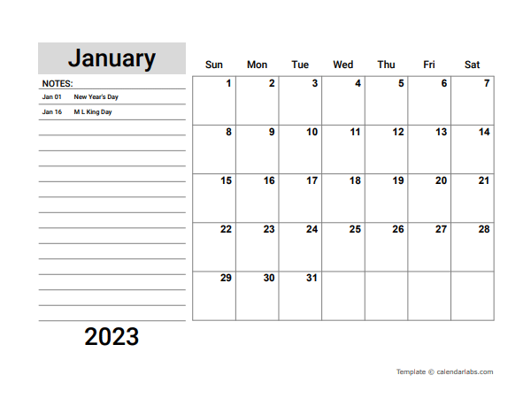 2023 Google Docs Planner With Holidays
