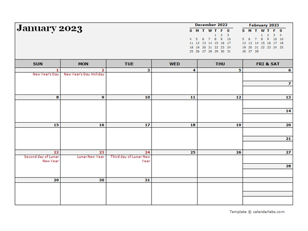 2023 Hong Kong Calendar For Vacation Tracking Free Printable Templates