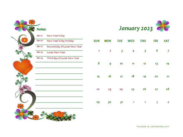 2023 Hong Kong Calendar Free Printable Template