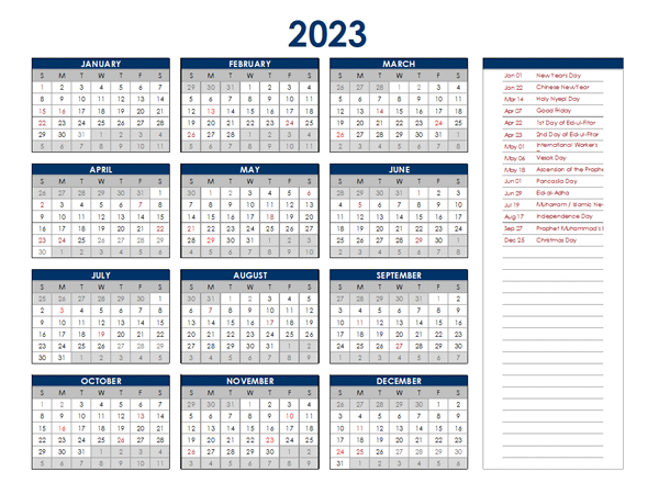 2023 Indonesia Annual Calendar with Holidays