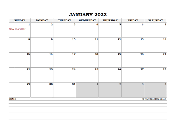 2023 Ireland Monthly Calendar With Notes Free Printable Templates