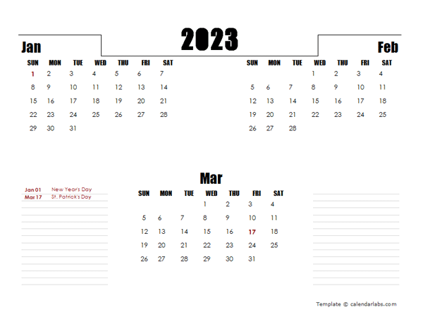 2023 Ireland Quarterly Planner Template