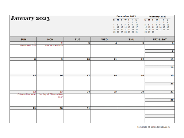 2023 Malaysia Calendar For Vacation Tracking