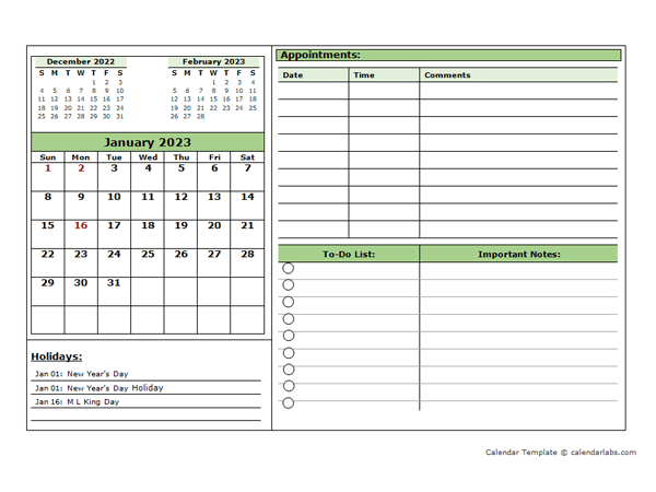 Free Printable Appointment Sheets 2023