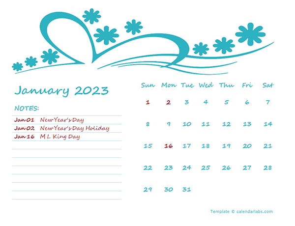 2023 Monthly Kids Calendar Template Design