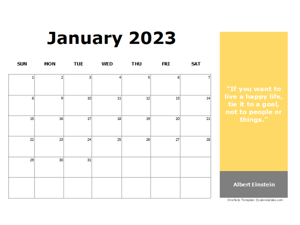 2023 Monthly Onenote Calendar With Quotes