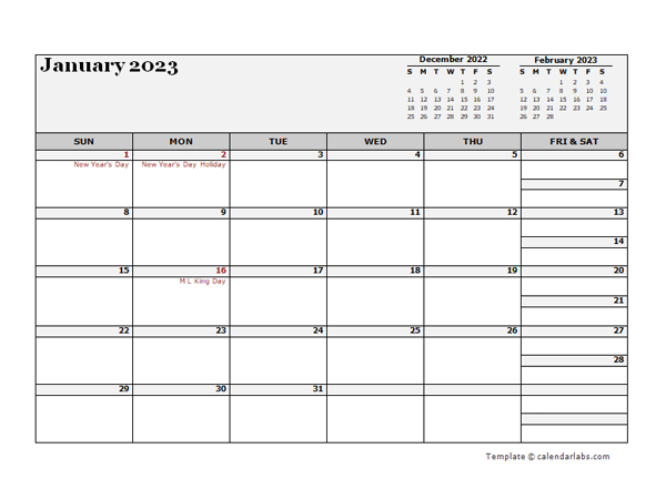 2023 Monthly Planner Template Microsoft Word 