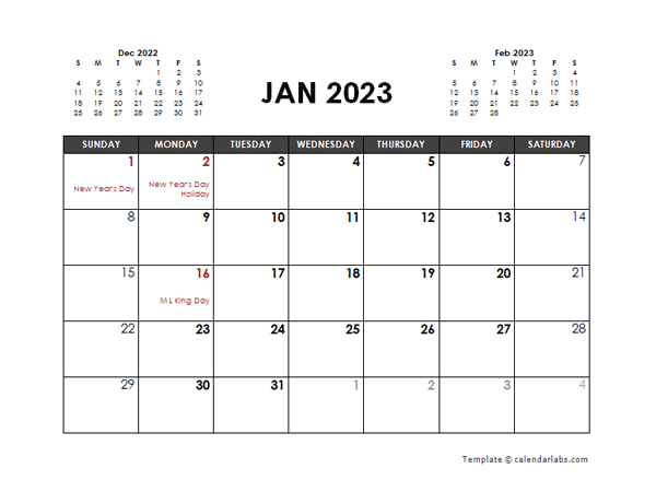 2023 Monthly Planner Word Template