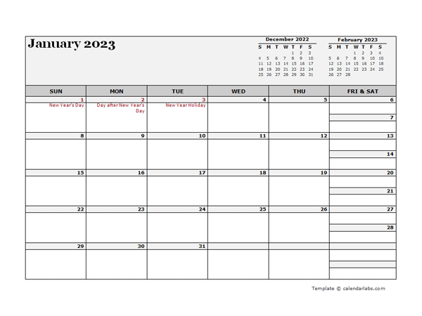 2023 New Zealand Calendar For Vacation Tracking