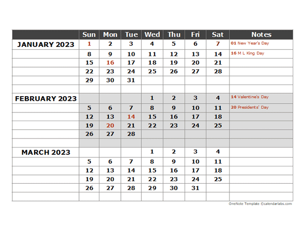 2023 OneNote Planner Template