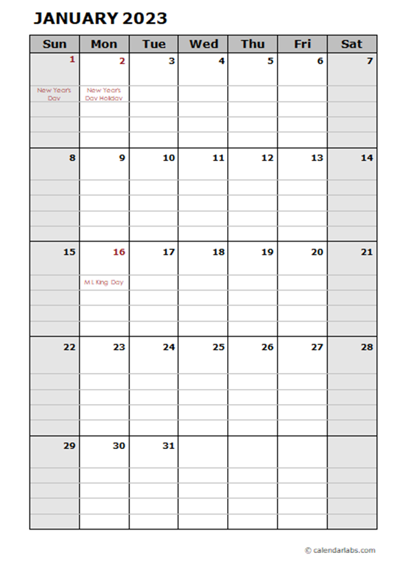 Weekly monthly Planning Calendar 2023 Printable Calendar 2023