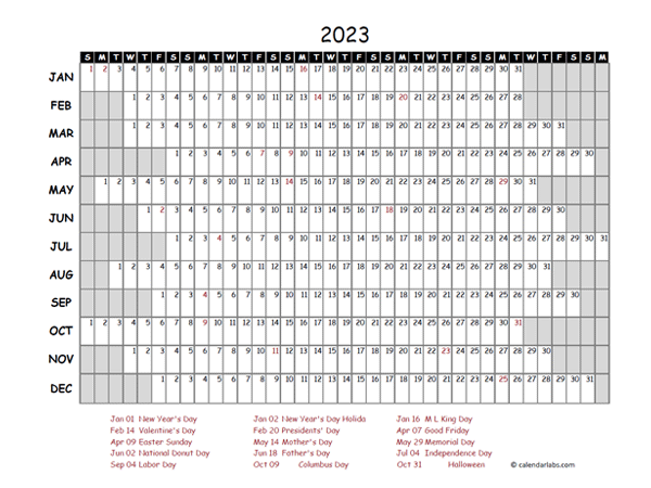 2023 Pdf Calendar With Federal Holidays Free Printable Templates