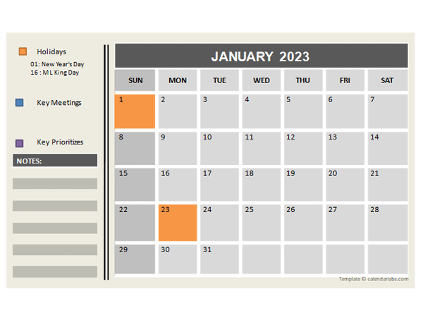 2023 Powerpoint Calendar With Holidays