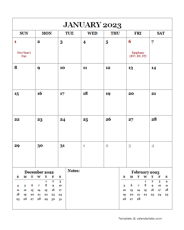 2023 Printable Calendar with Germany Holidays