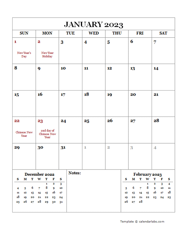2023 Printable Calendar with Malaysia Holidays