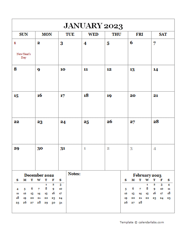 2023 Printable Calendar with Netherlands Holidays