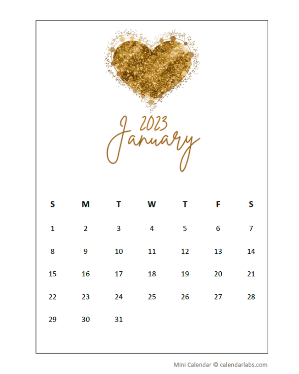 2023 Printable Mini Wallet Calendar