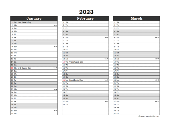 2023 Printable Apple Numbers Holiday Calendar