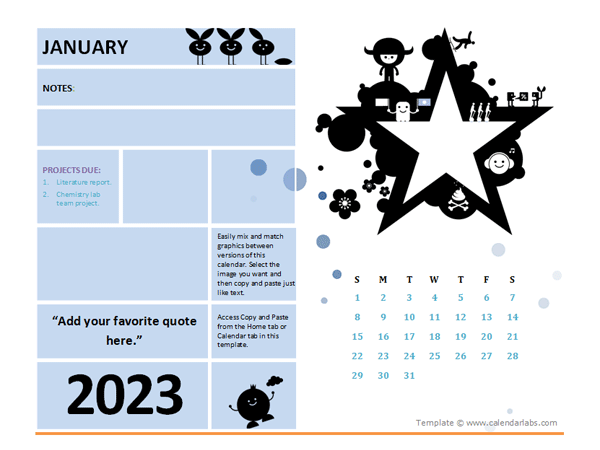 2023 Printable Student Calendar