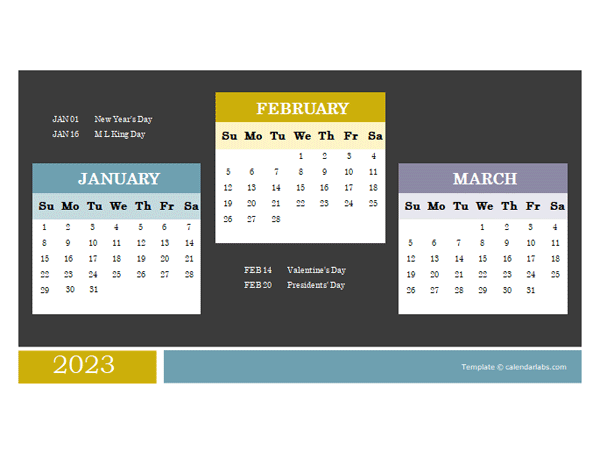 2023 Quarterly Powerpoint Calendar