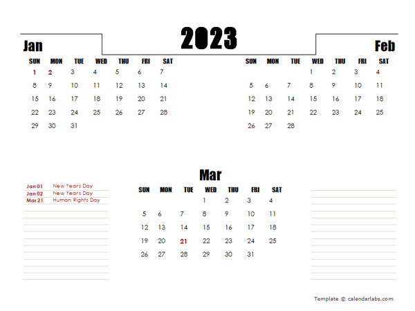 2023 South Africa Quarterly Planner Template