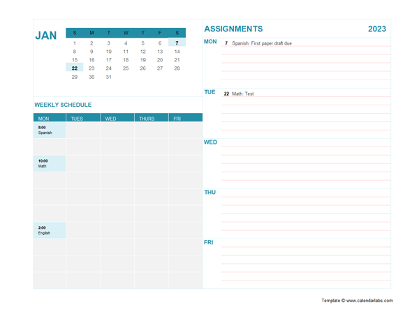 2023 Student Calendar