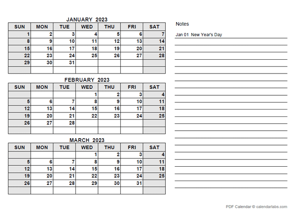 2023 UAE Quarterly Calendar with Holidays