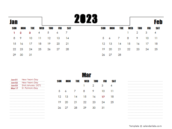 2023 UK Quarterly Planner Template